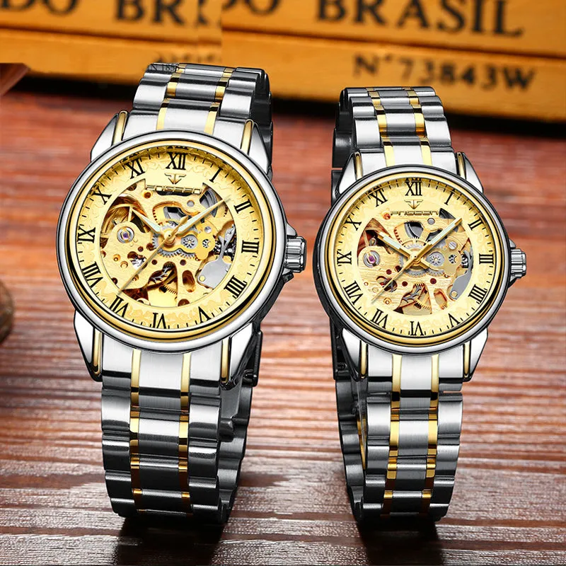 Couple Steel Mechanical Wrist Watch for Men and Women