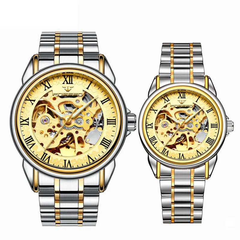 Couple Steel Mechanical Wrist Watch for Men and Women