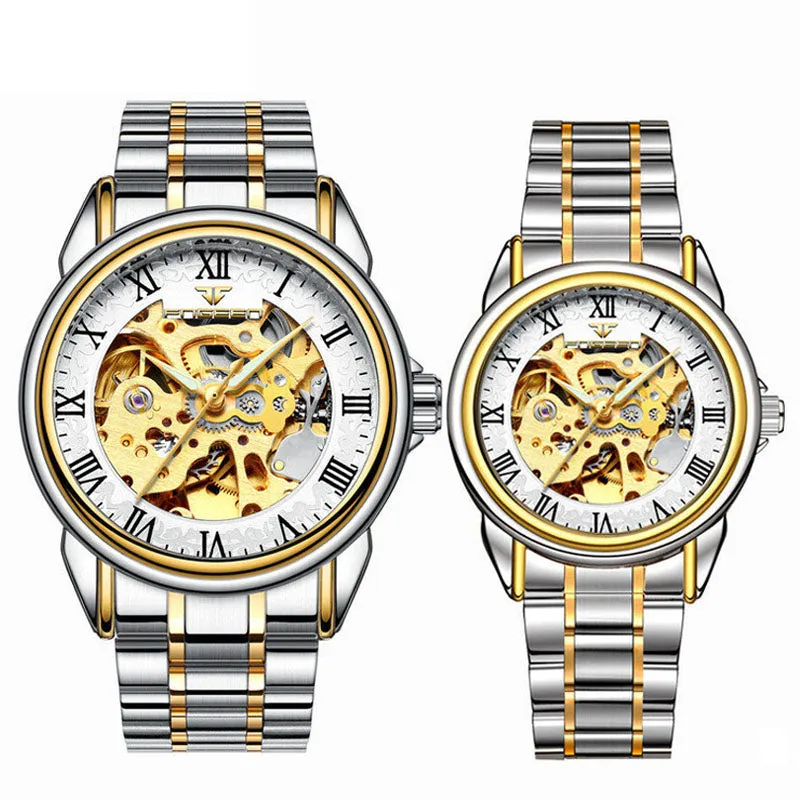 Couple Steel Mechanical Wrist Watch for Men and Women