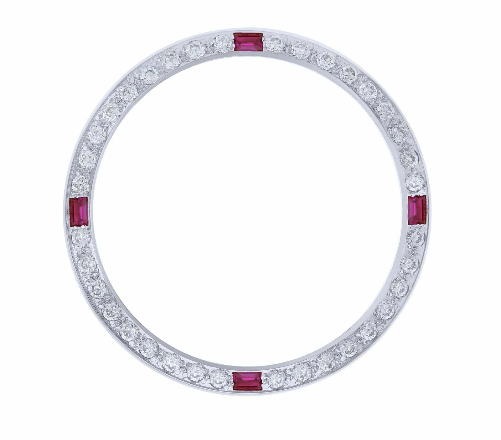 CREATED RUBY  BEZEL FOR 36MM ROLEX TUDOR BLACK BAY AUTOMATIC WATCH WHITE