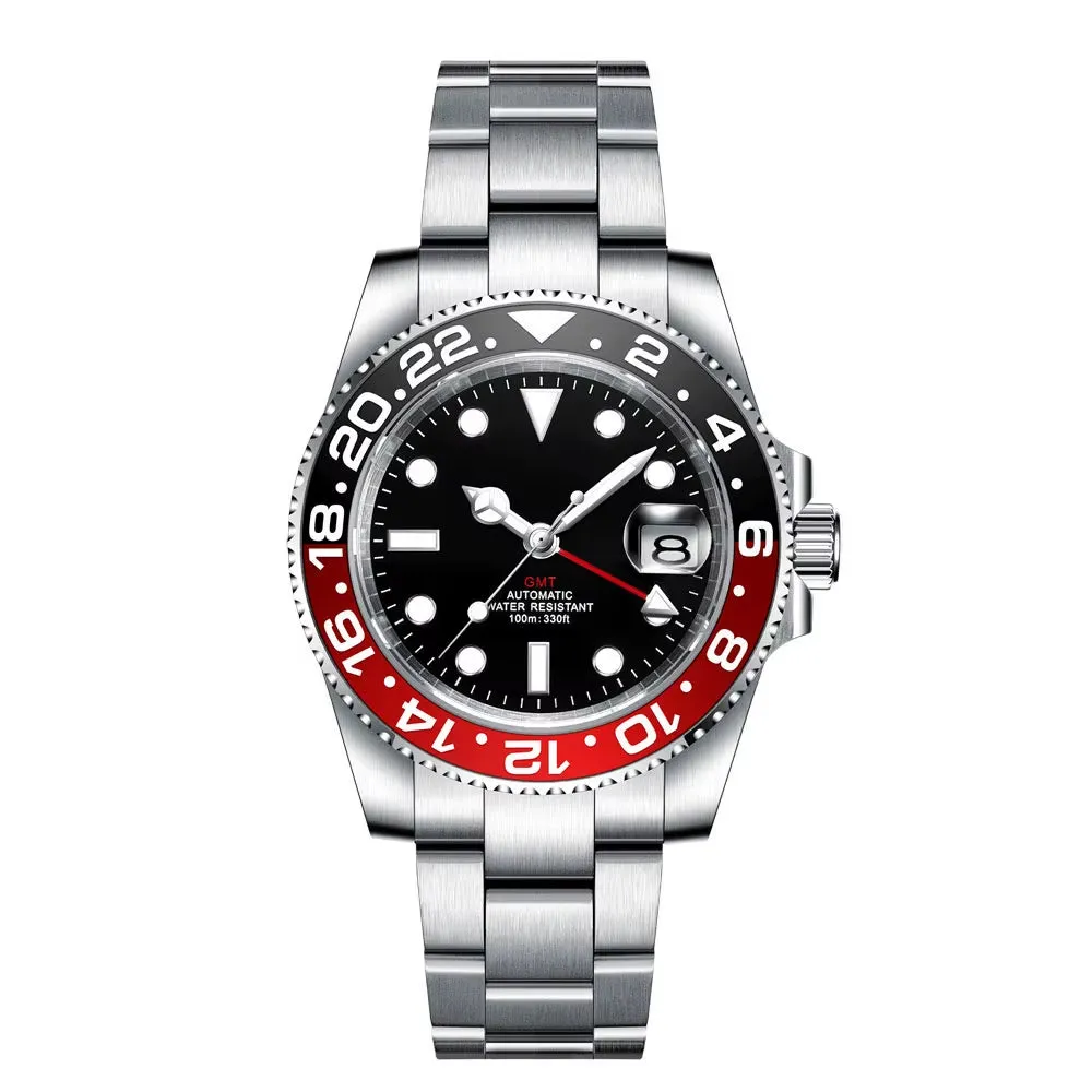 Custom Logo New Luxury NH34 Mechanical Wristwatch Stainless Steel GMT Watch Sapphire Glass Top Brand Men Watches Reloj Hombre