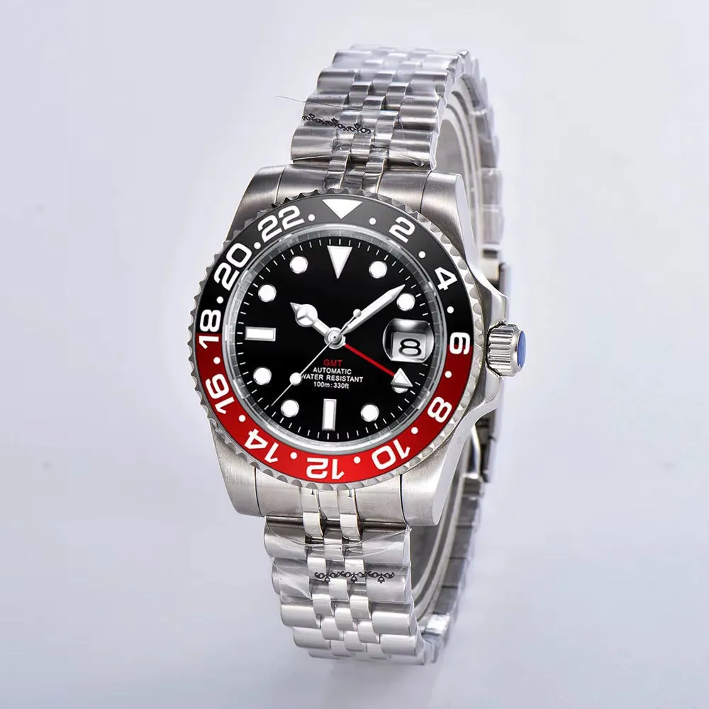 Custom Logo New Luxury NH34 Mechanical Wristwatch Stainless Steel GMT Watch Sapphire Glass Top Brand Men Watches Reloj Hombre