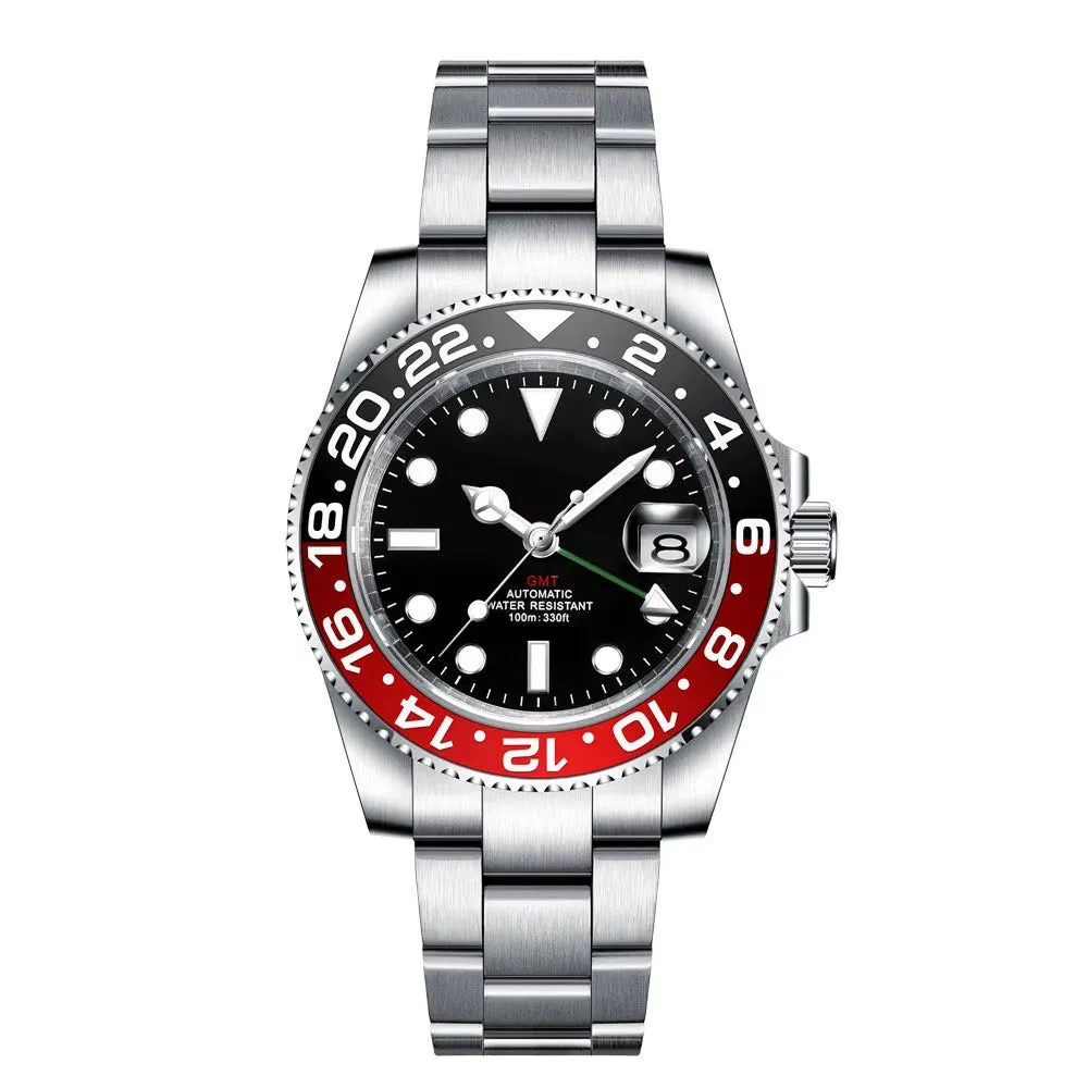 Custom Logo New Luxury NH34 Mechanical Wristwatch Stainless Steel GMT Watch Sapphire Glass Top Brand Men Watches Reloj Hombre