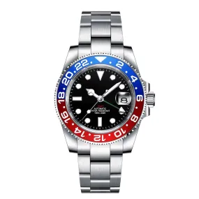Custom Logo New Luxury NH34 Mechanical Wristwatch Stainless Steel GMT Watch Sapphire Glass Top Brand Men Watches Reloj Hombre