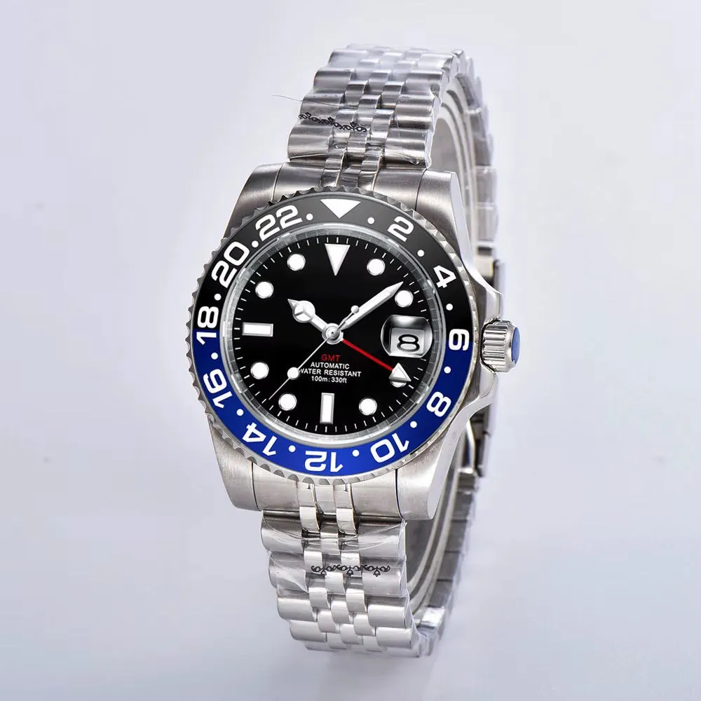 Custom Logo New Luxury NH34 Mechanical Wristwatch Stainless Steel GMT Watch Sapphire Glass Top Brand Men Watches Reloj Hombre