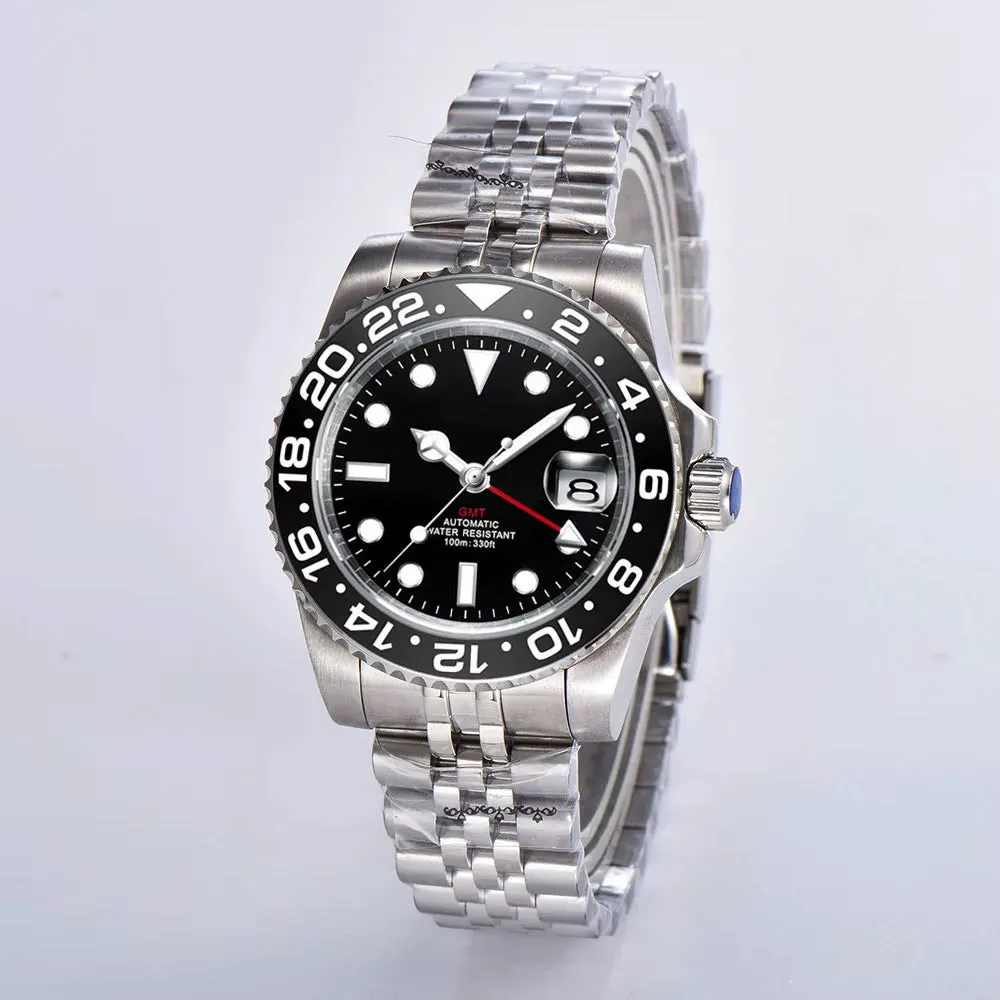 Custom Logo New Luxury NH34 Mechanical Wristwatch Stainless Steel GMT Watch Sapphire Glass Top Brand Men Watches Reloj Hombre