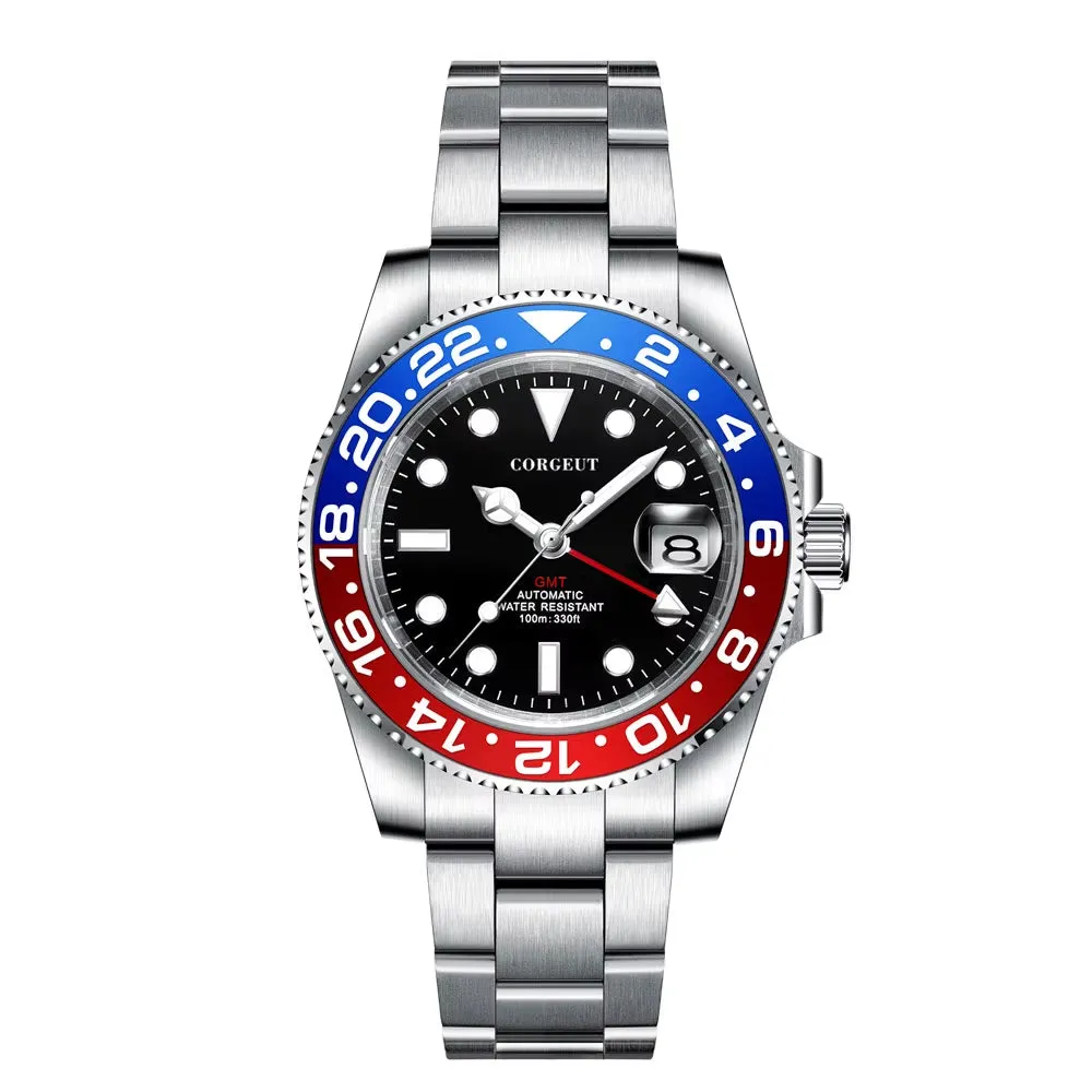 Custom Logo New Luxury NH34 Mechanical Wristwatch Stainless Steel GMT Watch Sapphire Glass Top Brand Men Watches Reloj Hombre