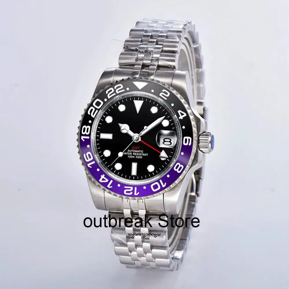 Custom Logo New Luxury NH34 Mechanical Wristwatch Stainless Steel GMT Watch Sapphire Glass Top Brand Men Watches Reloj Hombre