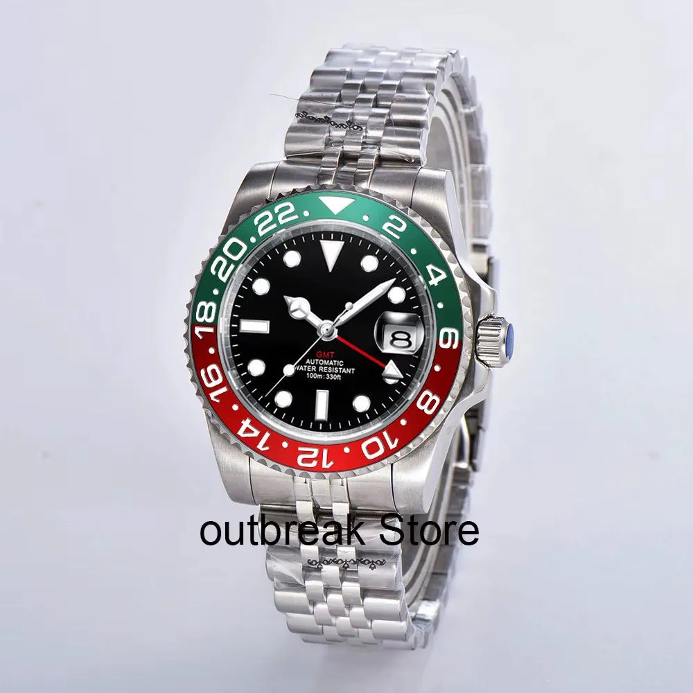 Custom Logo New Luxury NH34 Mechanical Wristwatch Stainless Steel GMT Watch Sapphire Glass Top Brand Men Watches Reloj Hombre