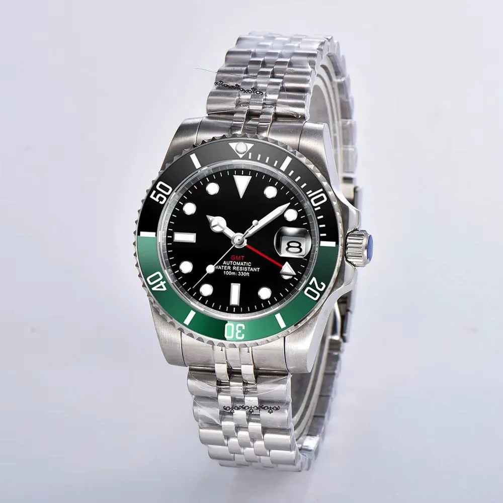 Custom Logo New Luxury NH34 Mechanical Wristwatch Stainless Steel GMT Watch Sapphire Glass Top Brand Men Watches Reloj Hombre