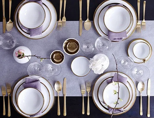 Dauville Platinum Metallic Porcelain Dinner Plate, Set of 4