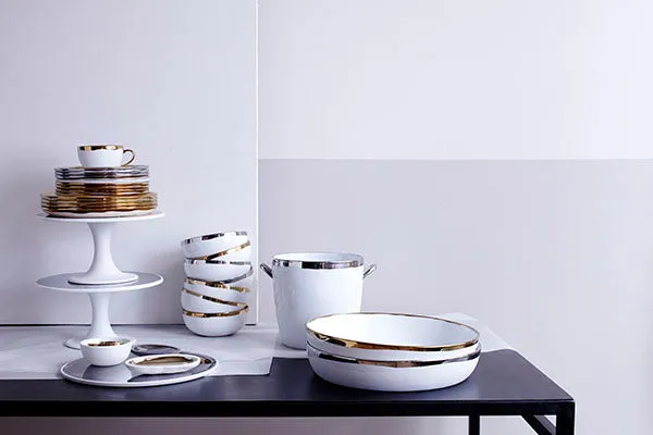 Dauville Platinum Metallic Porcelain Dinner Plate, Set of 4