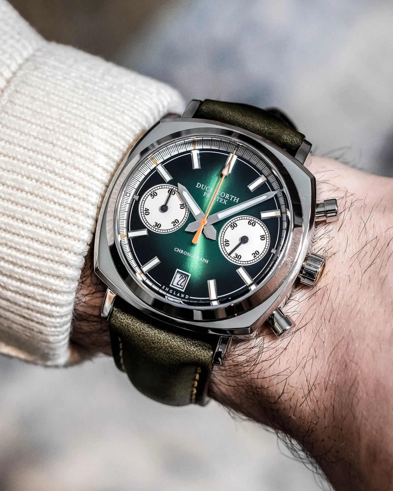 Duckworth Prestex 42 Green Sunburst Olive Green Leather