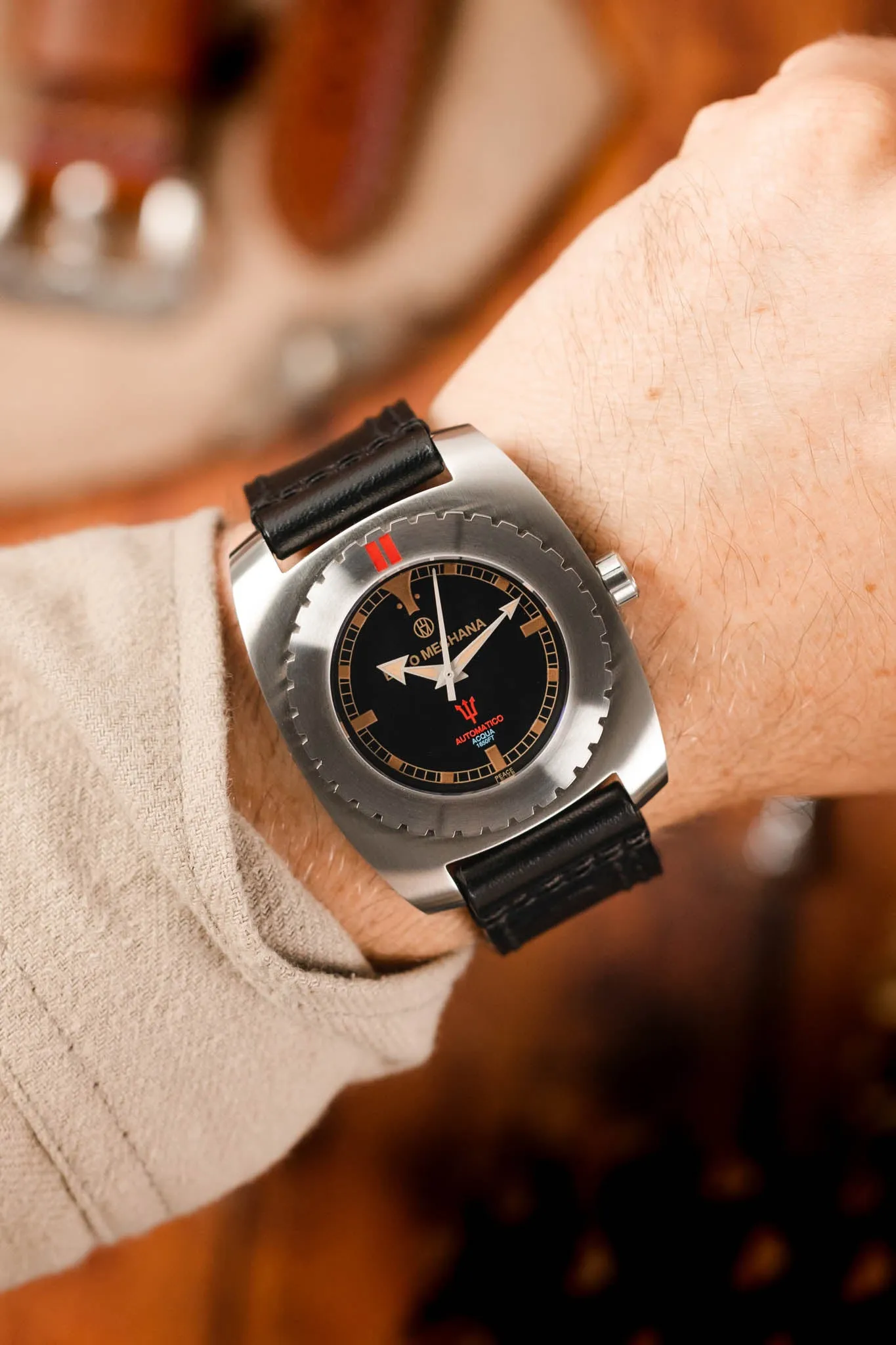 Enzo Mechana ACQUA 500m Peace Collection Automatic Watch - Matt BLACK Dial (Non-Lumed)