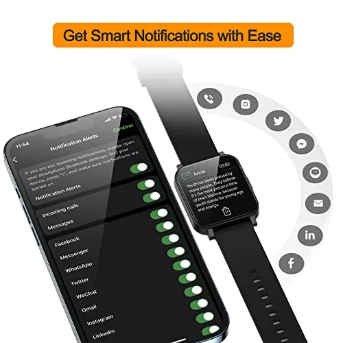 EURANS Smart Watch 41mm, Full Touchscreen Smartwatch, Fitness Tracker with Heart Rate Monitor & SpO2, IP68 Waterproof Pedometer Watch for Women Men Compatible with iOS & Android Phones