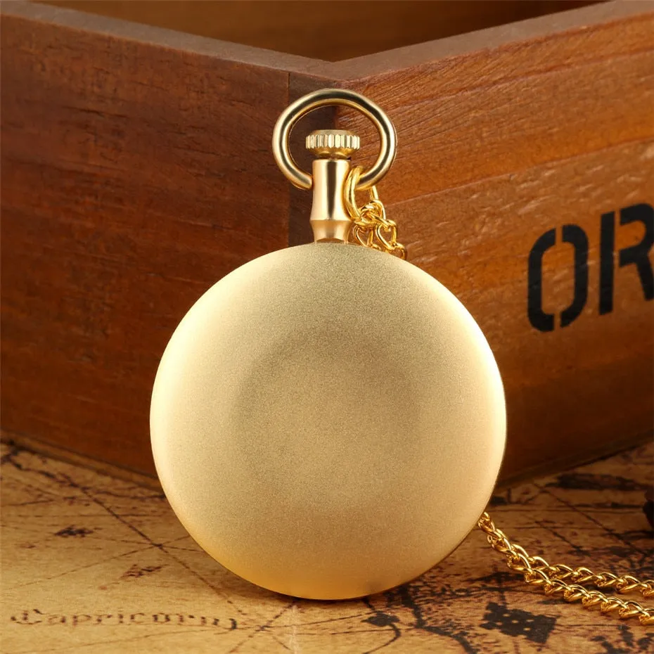 Exquisite Open Face Quartz Pocket Watch Roman Numbers Analog Display Pendant Clock