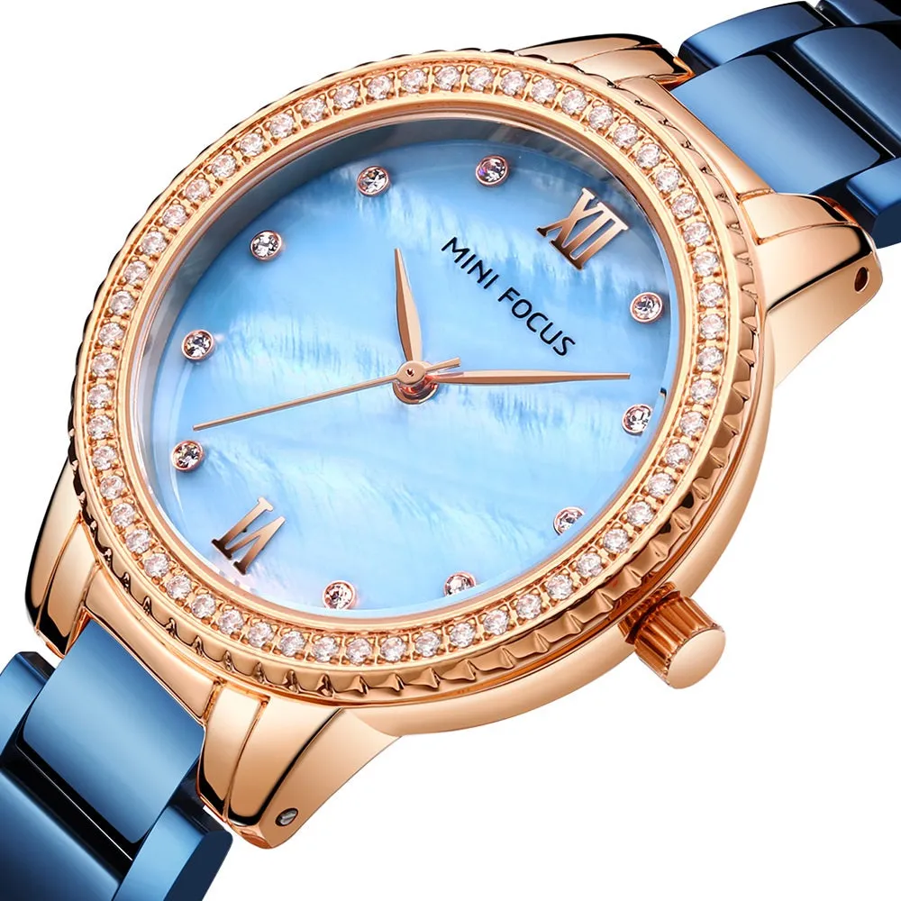 Fashion luxury set diamond shell fish mother steel belt waterproof quartz watch women watch