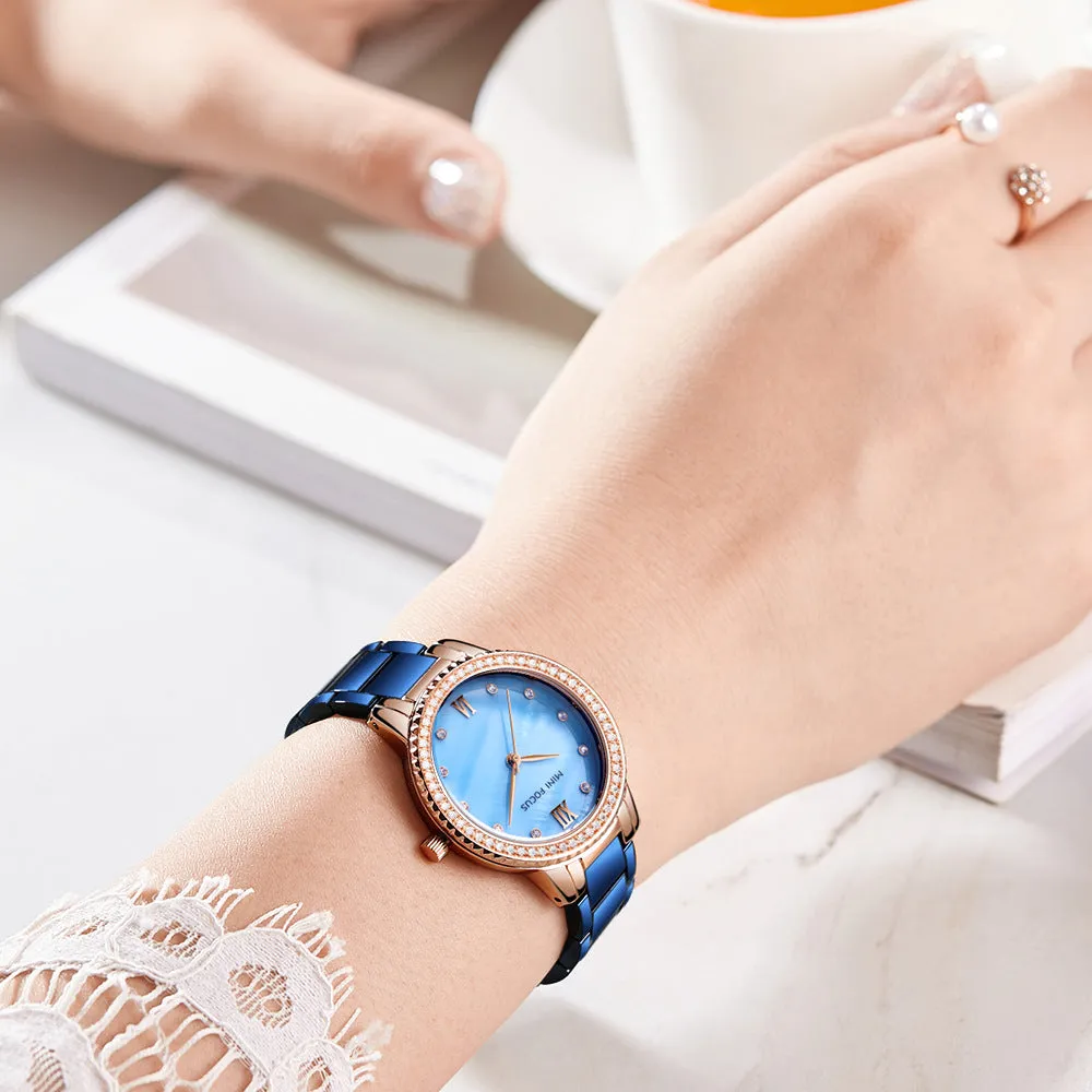 Fashion luxury set diamond shell fish mother steel belt waterproof quartz watch women watch
