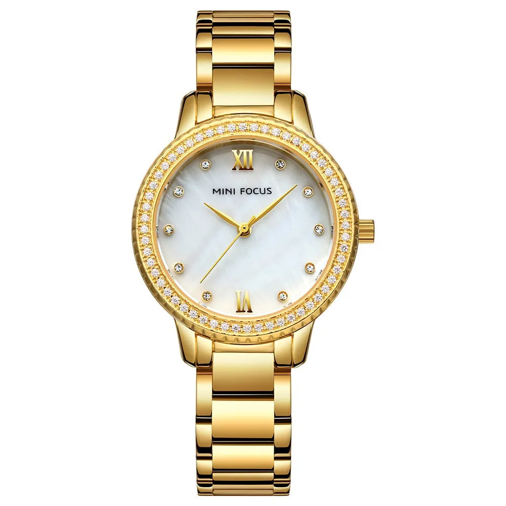Fashion luxury set diamond shell fish mother steel belt waterproof quartz watch women watch
