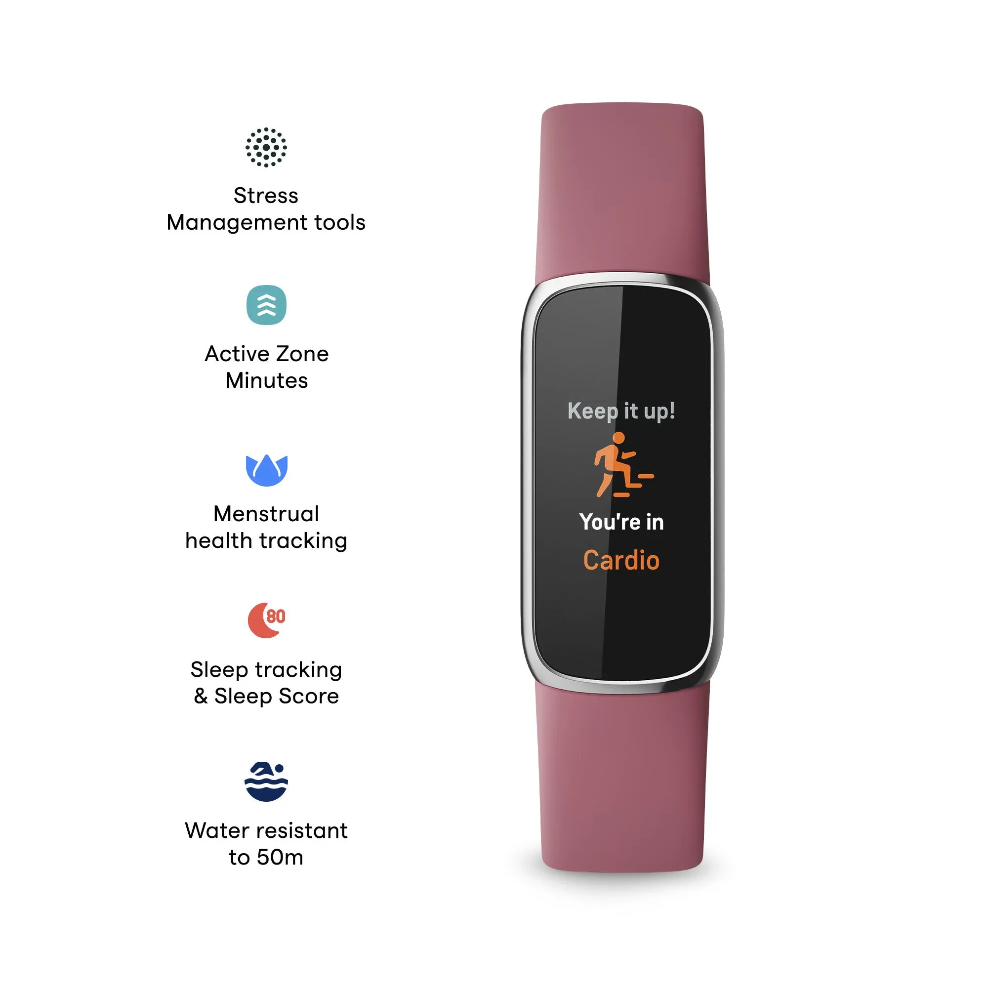 Fitbit Luxe AMOLED Wristband activity tracker Pink, Platinum