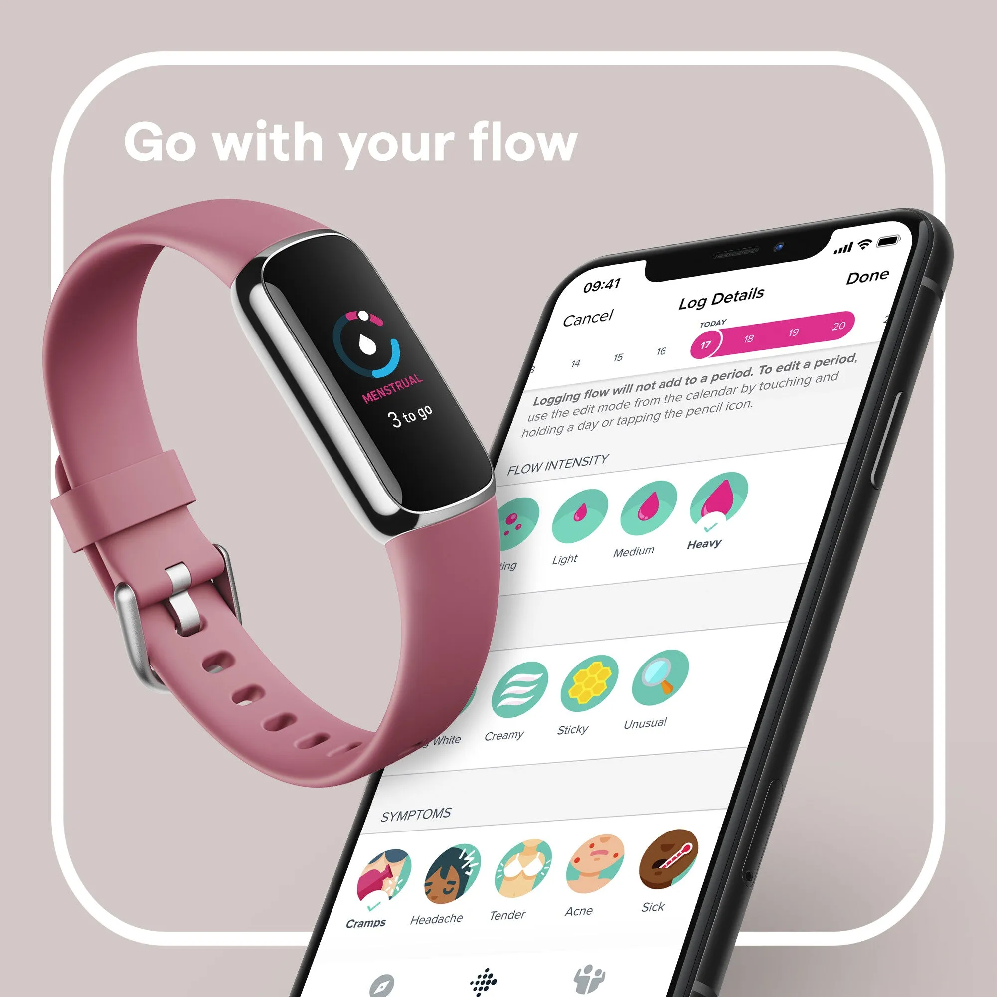 Fitbit Luxe AMOLED Wristband activity tracker Pink, Platinum