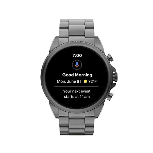 Fossil Men's Gen 6 44mm Stainless Steel Touchscreen Smart Watch, Color: Smoke (Model: FTW4059V)