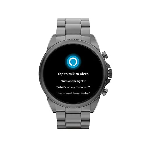 Fossil Men's Gen 6 44mm Stainless Steel Touchscreen Smart Watch, Color: Smoke (Model: FTW4059V)