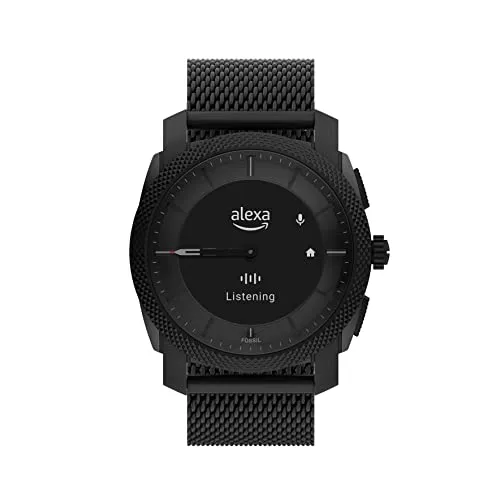 Fossil Men's Machine Gen 6 Hybrid 45mm Stainless Steel Mesh Smart Watch, Color: Black (Model: FTW7062)