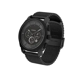 Fossil Men's Machine Gen 6 Hybrid 45mm Stainless Steel Mesh Smart Watch, Color: Black (Model: FTW7062)
