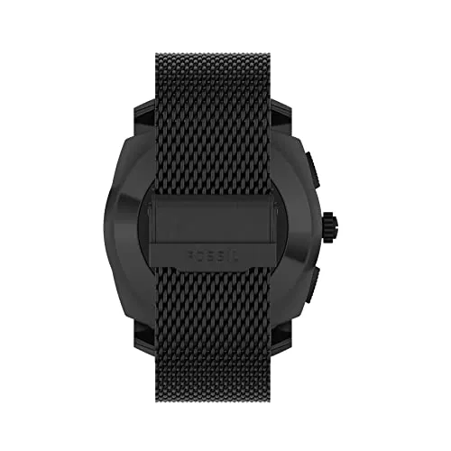 Fossil Men's Machine Gen 6 Hybrid 45mm Stainless Steel Mesh Smart Watch, Color: Black (Model: FTW7062)