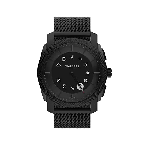 Fossil Men's Machine Gen 6 Hybrid 45mm Stainless Steel Mesh Smart Watch, Color: Black (Model: FTW7062)