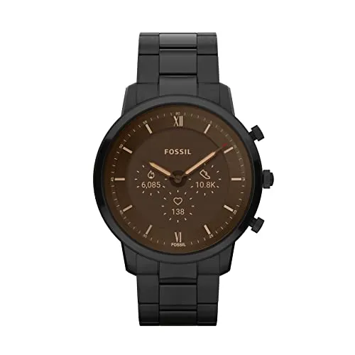 Fossil Men's Neutra Gen 6 Hybrid 44mm Stainless Steel Smart Watch, Color: Black (Model: FTW7071)