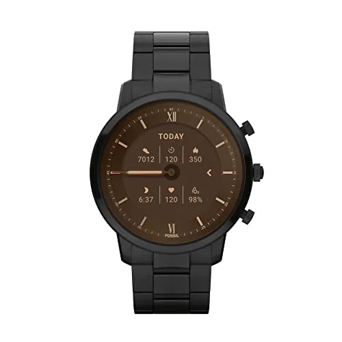 Fossil Men's Neutra Gen 6 Hybrid 44mm Stainless Steel Smart Watch, Color: Black (Model: FTW7071)