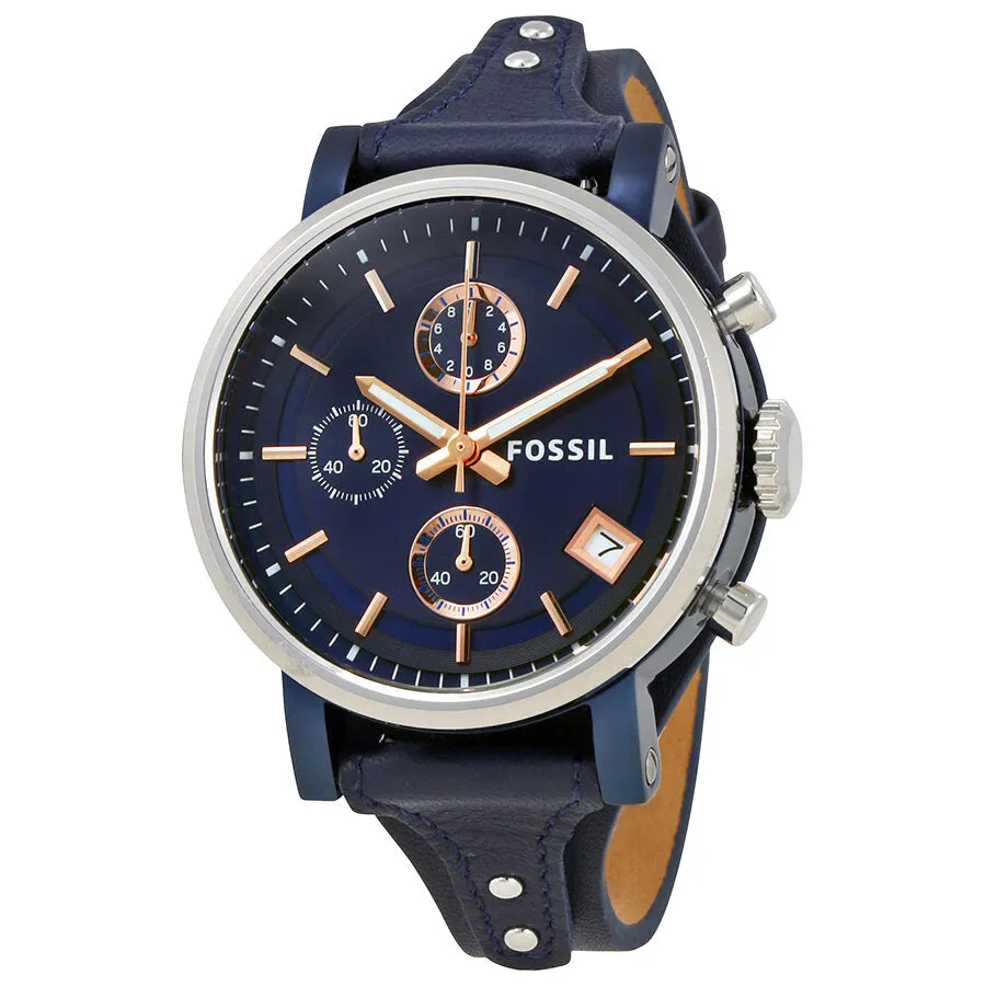 Fossil Original Boyfriend Chronograph Blue Dial Ladies Watch ES4113