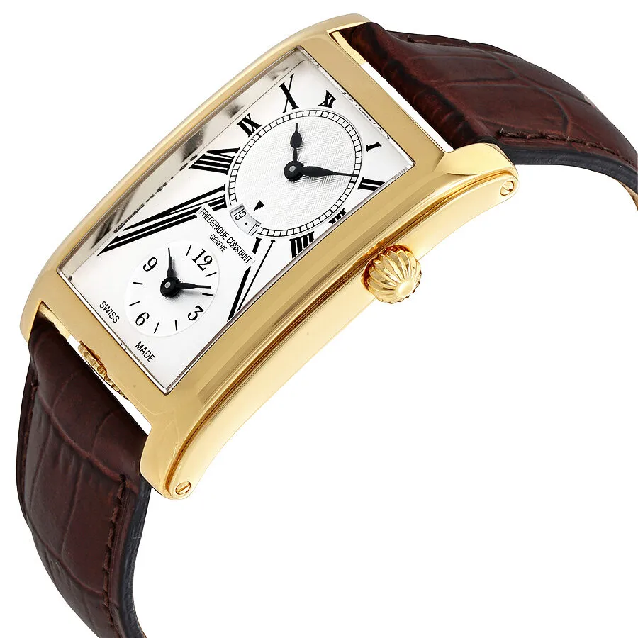 Frederique Constant Carree Silver Dual Time Dial Men's Watch FC-205MS4C25