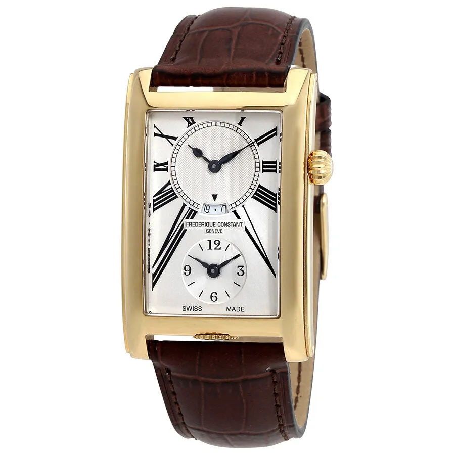 Frederique Constant Carree Silver Dual Time Dial Men's Watch FC-205MS4C25