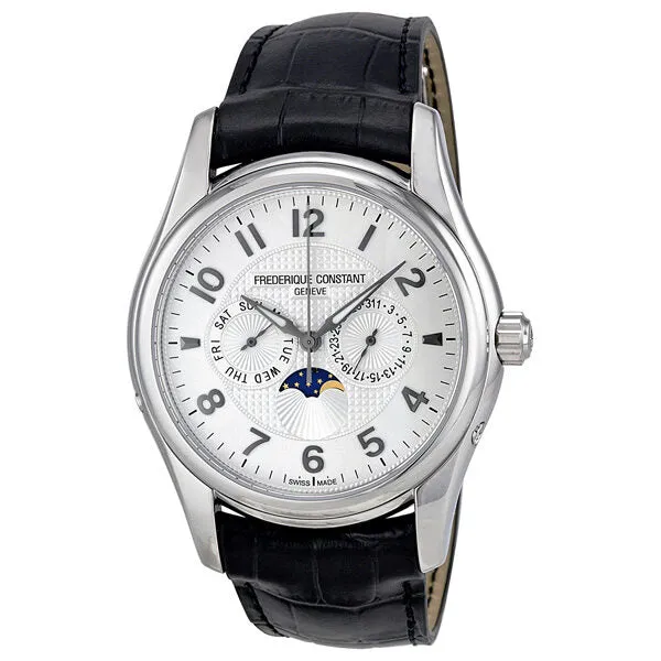 Frederique Constant Silver Dial Leather Men's Watch FC-360RM6B6