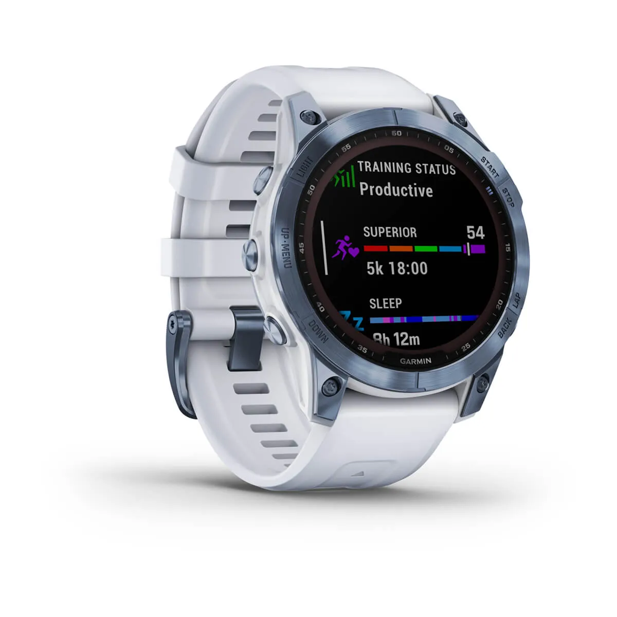 Garmin fenix 7 Sapphire Solar, Mineral Blue Ti w/Whitestone Bnd