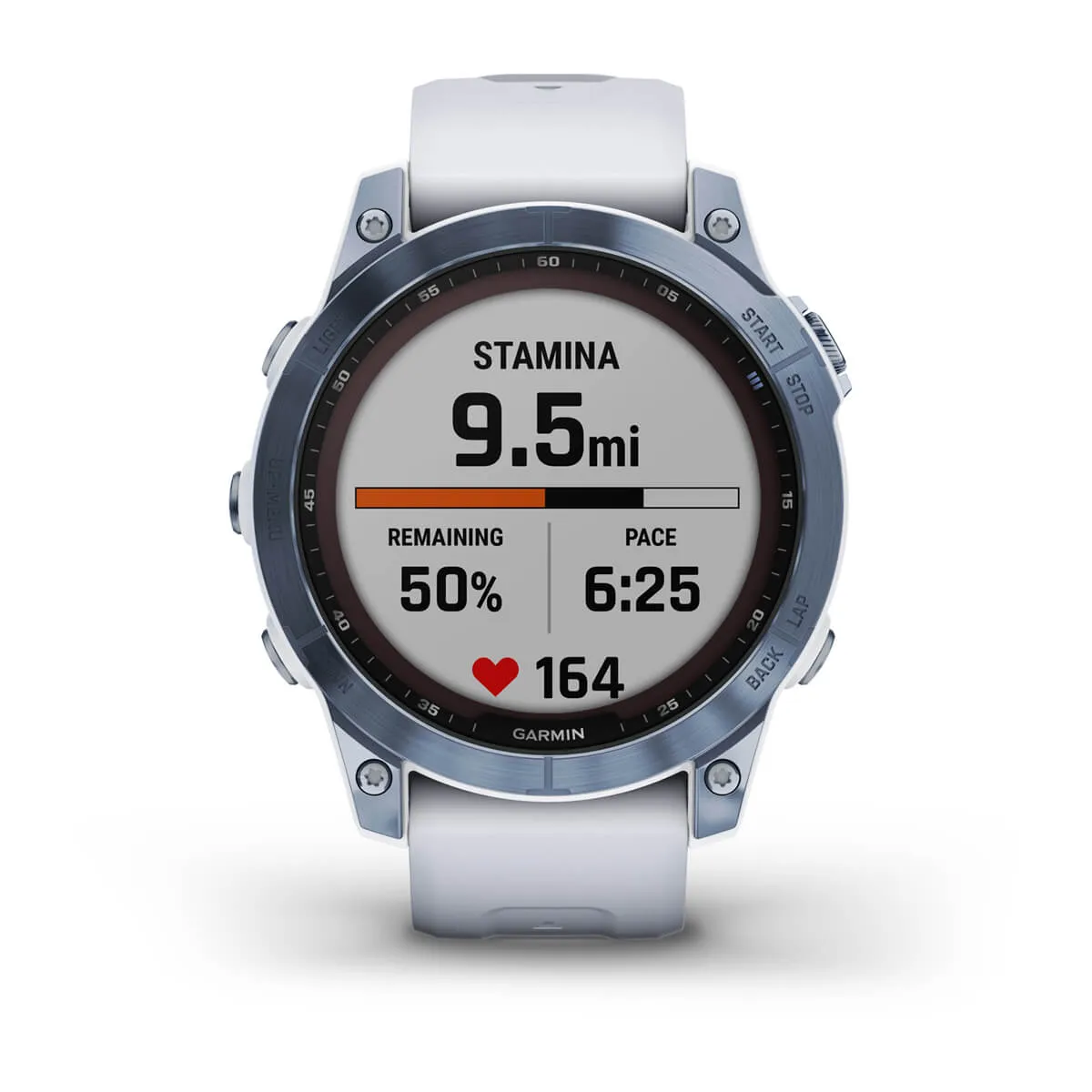 Garmin fenix 7 Sapphire Solar, Mineral Blue Ti w/Whitestone Bnd
