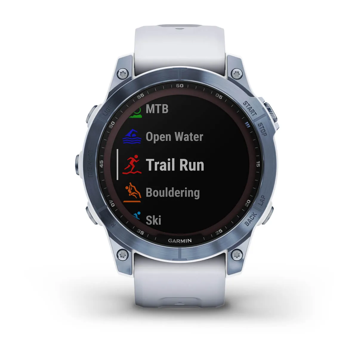 Garmin fenix 7 Sapphire Solar, Mineral Blue Ti w/Whitestone Bnd