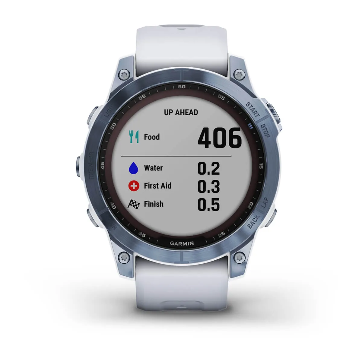 Garmin fenix 7 Sapphire Solar, Mineral Blue Ti w/Whitestone Bnd