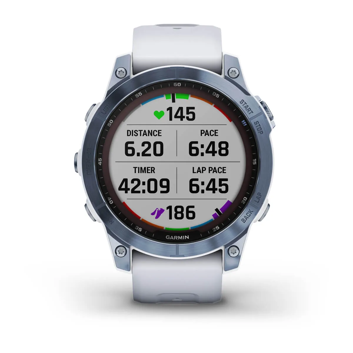 Garmin fenix 7 Sapphire Solar, Mineral Blue Ti w/Whitestone Bnd