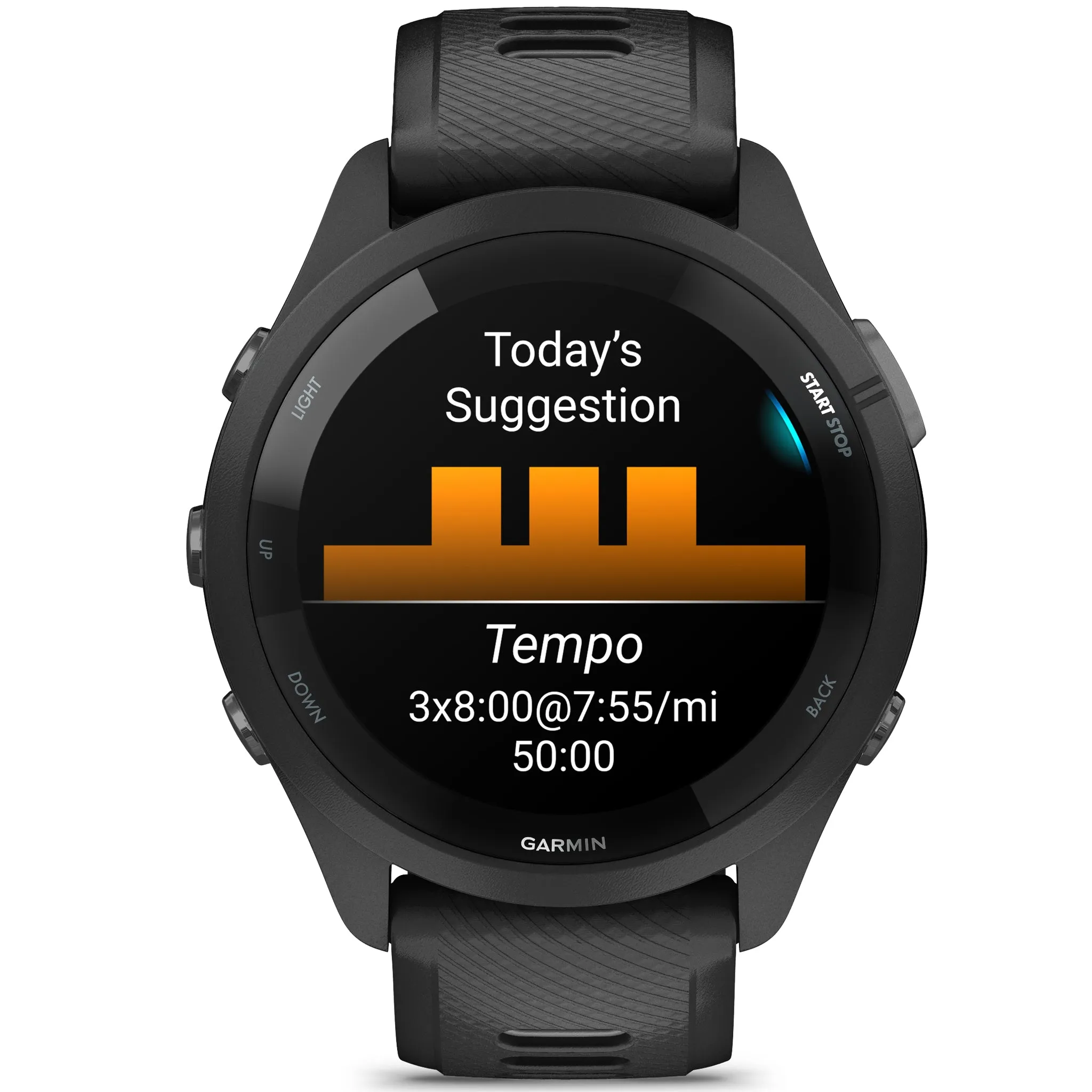 Garmin Forerunner 265 Black Bezel and Case with Black Powder Gray - Silicone Band