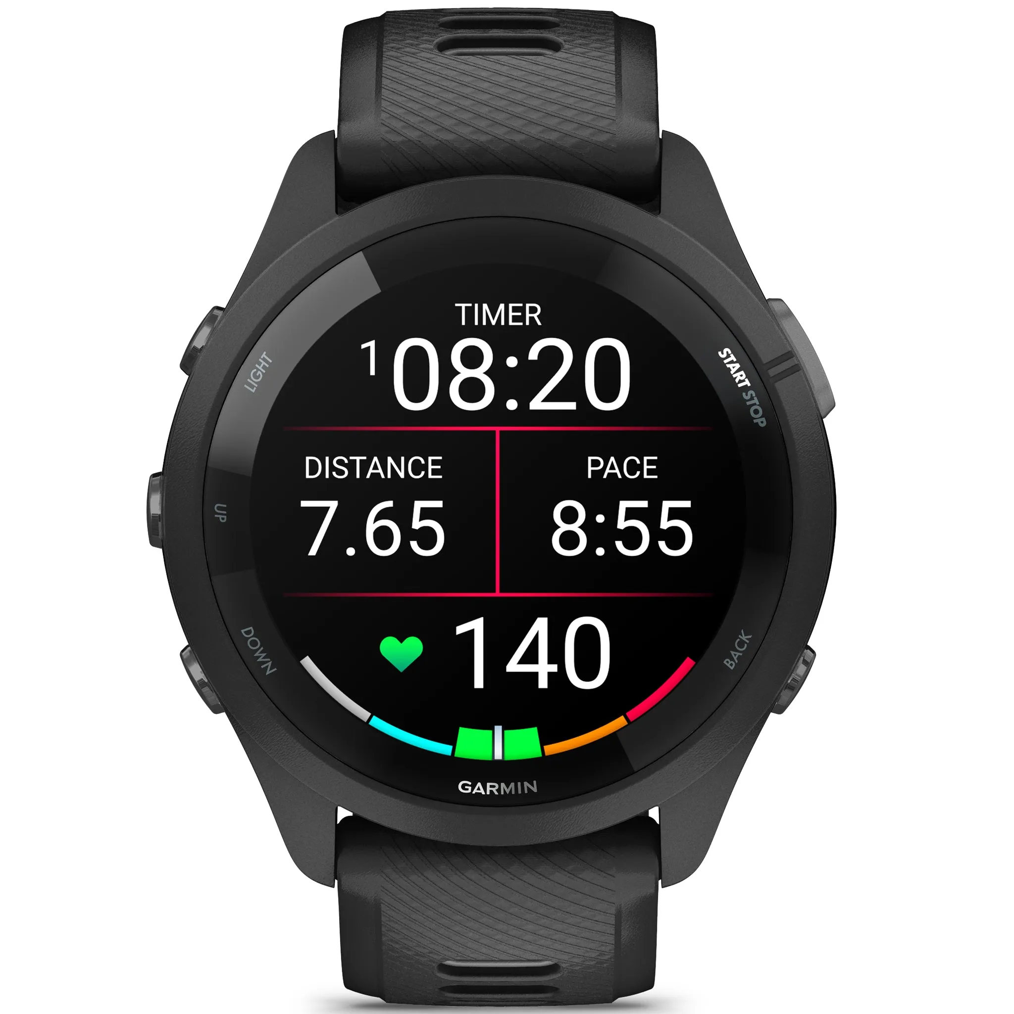 Garmin Forerunner 265 Black Bezel and Case with Black Powder Gray - Silicone Band
