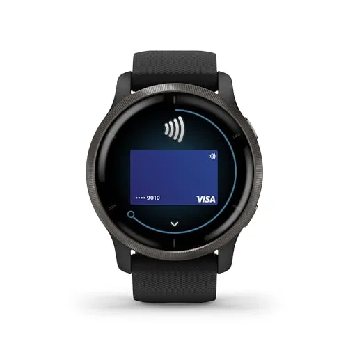 Garmin Venu 2 GPS 43mm Smartwatch, AMOLED Touchscreen, All-day Advanced Health & Fitness Features, Music Storage, Wellness Smartwatch with up to 11 days battery life, Black