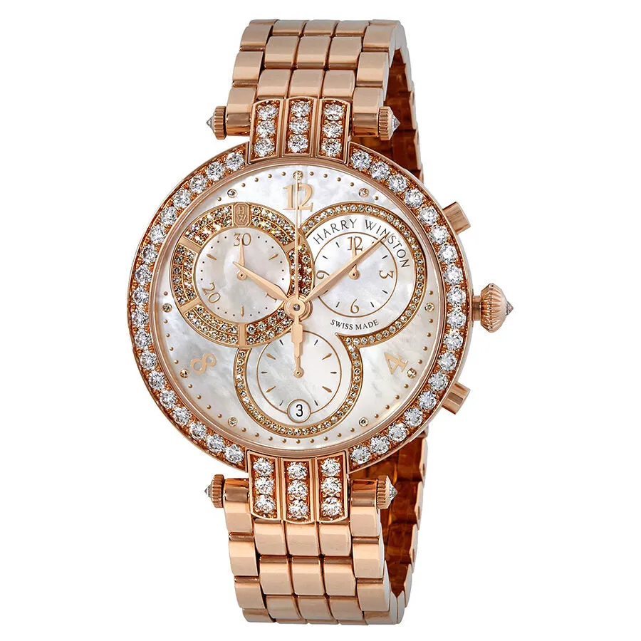Harry Winston Premier Mother of Pearl Dial Ladies 18K Rose Gold Chronograph Watch PRNQCH40RR003