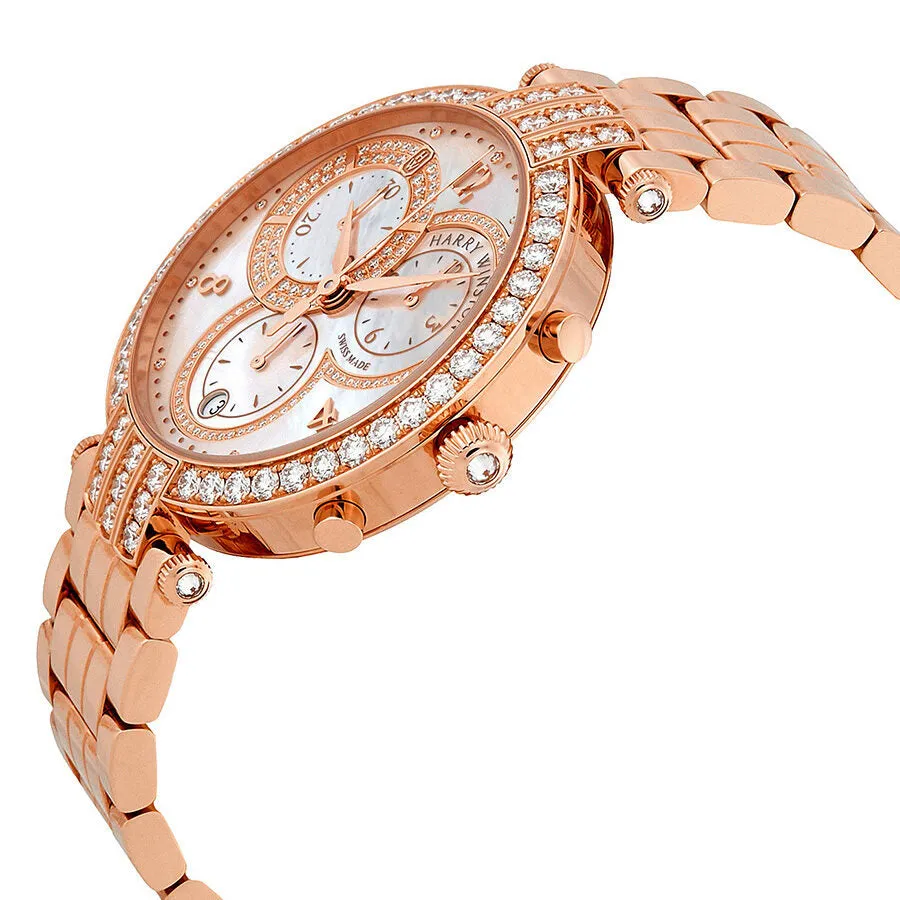 Harry Winston Premier Mother of Pearl Dial Ladies 18K Rose Gold Chronograph Watch PRNQCH40RR003