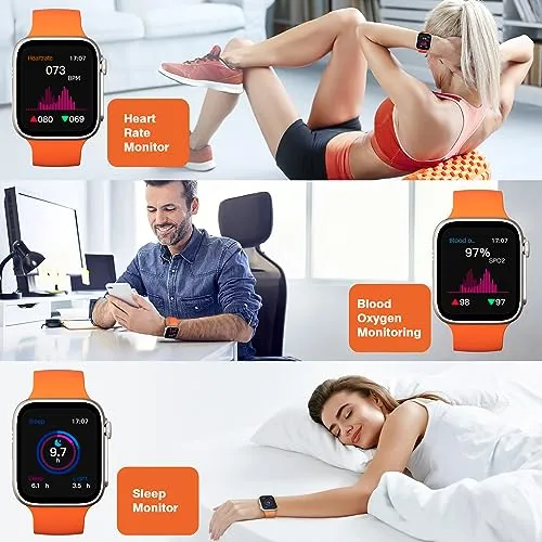 Hoxalqa Smart Watch (Call Receive/Dial),1.85”HD Full-Touch Fitness Watch, Bluetooth Wacth, Heart Rate Tracker, Sleep Monitor, Waterproof Activity Trackers for Men Women Compatible with Android iOS