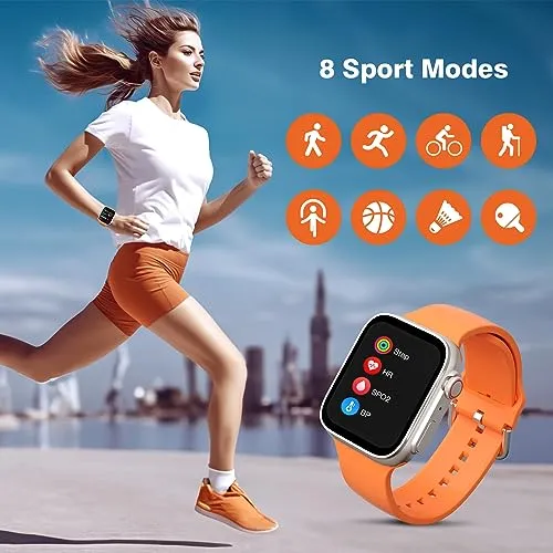 Hoxalqa Smart Watch (Call Receive/Dial),1.85”HD Full-Touch Fitness Watch, Bluetooth Wacth, Heart Rate Tracker, Sleep Monitor, Waterproof Activity Trackers for Men Women Compatible with Android iOS