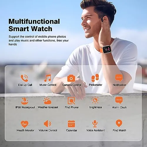 Hoxalqa Smart Watch (Call Receive/Dial),1.85”HD Full-Touch Fitness Watch, Bluetooth Wacth, Heart Rate Tracker, Sleep Monitor, Waterproof Activity Trackers for Men Women Compatible with Android iOS